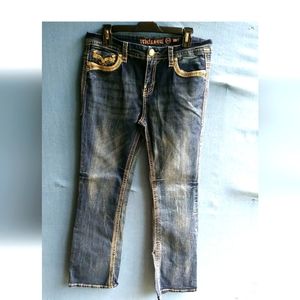 Rebel Soul Junior's Size 11 Detailed Bootcut Blue Jeans T22